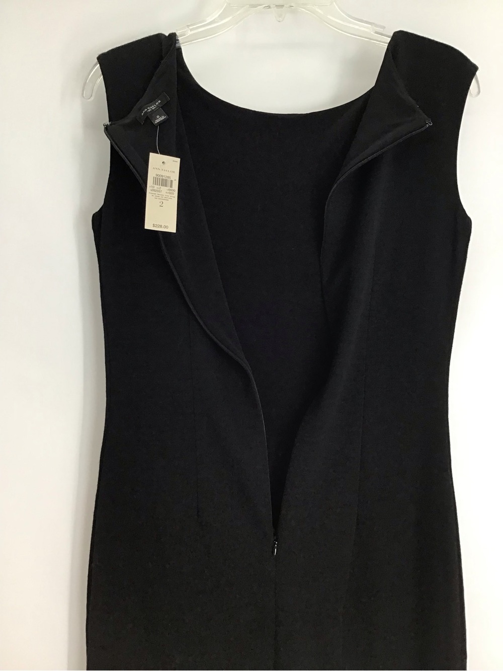 NWT Ann Taylor Sequin Sleeveless Bodycon Wool Blend Cocktail Dress Black Size 2 - Picture 7 of 8
